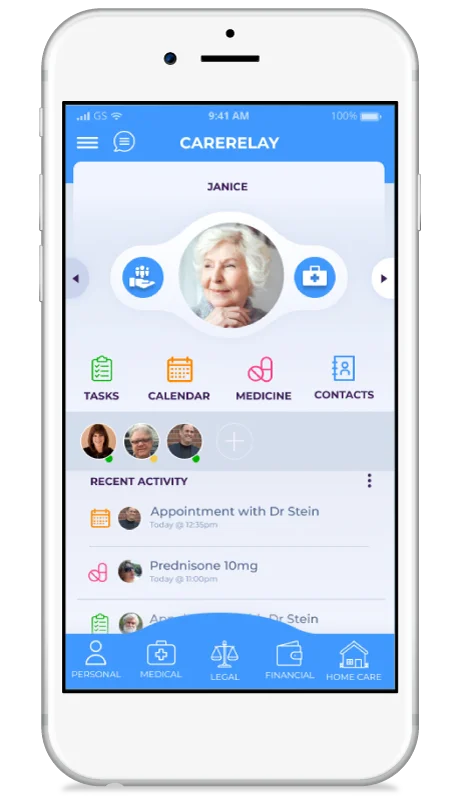 CareRelay app home screen